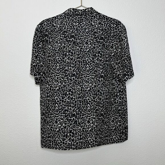Vintage Retro Silk Top Medium 90s Black Leopard Shirt Luxury Statement Timeless - Picture 8 of 8